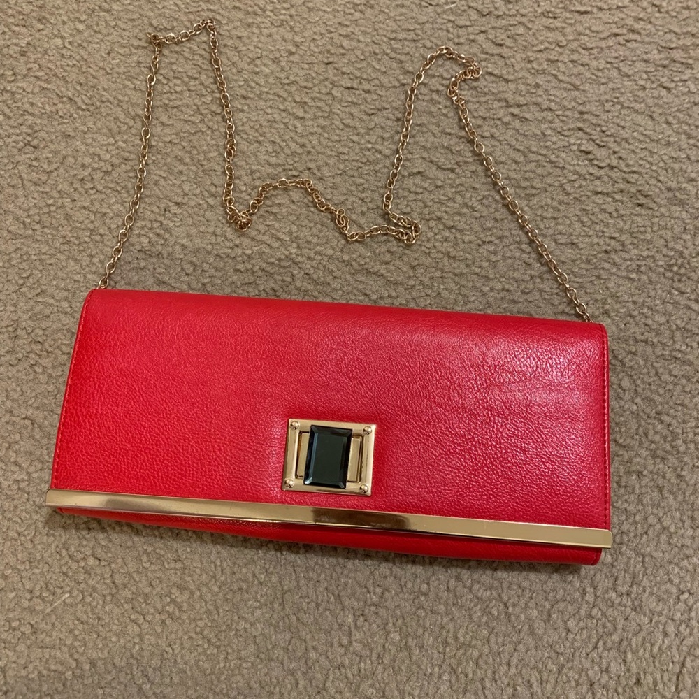 Wide Red color cross body purse and/or clutch..
